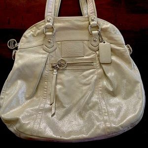 Coach Poppy Handbag Shimmer White